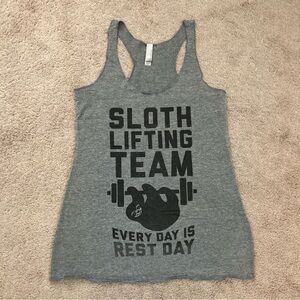 Sloth Lifting Team racerback tank top size small